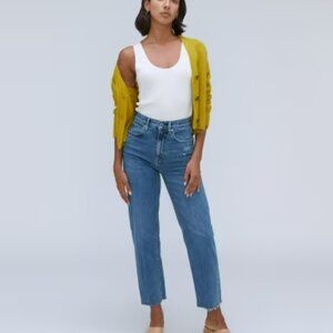 EVERLANE The Way High Jean Raw Hem Straight Leg Jeans Size 28 Long